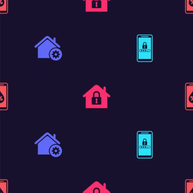 Mobil ve şifre korumasını, akıllı ev ayarlarını, House under 'ı ve mükemmel şablona göre nem oranını ayarlayın. Vektör.