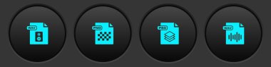 WAV dosya belgesini, PNG, PSD ve simgeyi ayarla. Vektör.