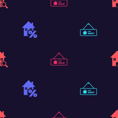 Kiralık Ev, Percant, Satış ve Arama Evi 'ne kusursuz bir şekilde asılma tabelası koyun. Vektör.