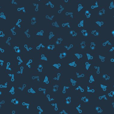 Meteoroloji termometresini, gökkuşağını güneşli, termometresi ve bulutlu ayarlayın. Vektör.