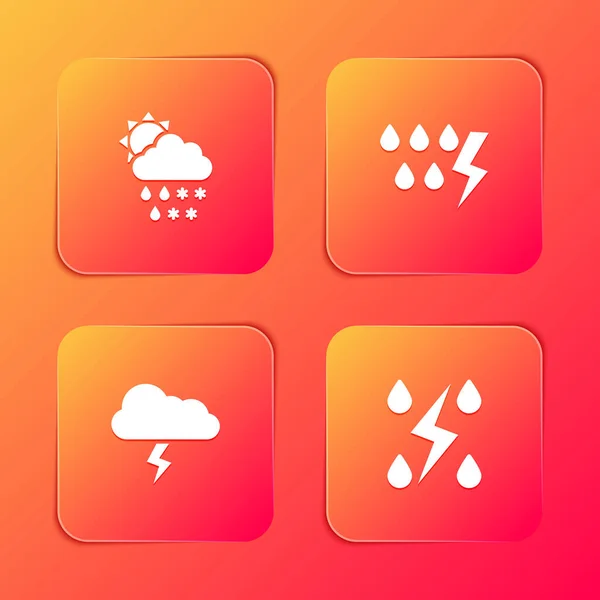 Set Cloud Snow Rain Sun Storm Icon Vector — Stock Vector