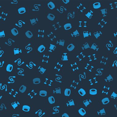 Araba lastiğini, Chassis arabasını, hava pompasını ve batarya güç kablosunu kusursuz bir şekilde ayarlayın. Vektör.