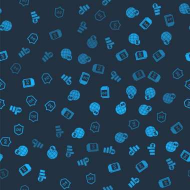 5G ağını, Sim Card 'ı ve koruyucu kalkanı kusursuz bir şekilde ayarla. Vektör.