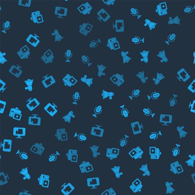 Aksiyon ekstrem kamerası, mikrofon, megafon ve kamera ayarlayın. Vektör.