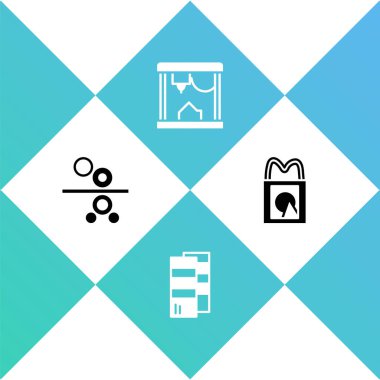 Kağıt rulo matbaa, Pantone, 3D yazıcı ve alışveriş çantası simgesini ayarla. Vektör.