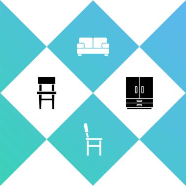 Set Sandalyesi, Koltuk ve Gardırop ikonu. Vektör.