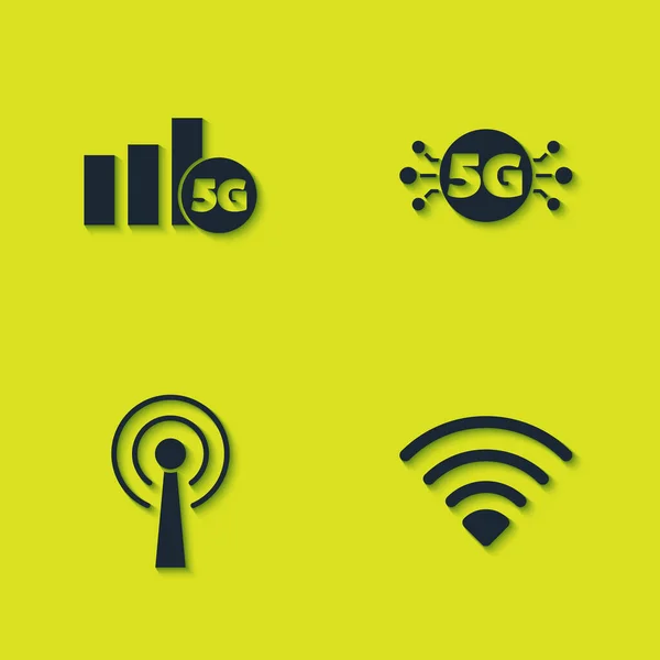 Set Network Wireless Antenna Icon Vector — Stock Vector