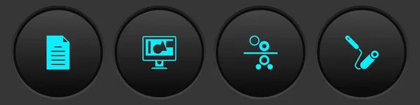 Ange Fildokument Datorskärm Skärm Papper Rulle Utskrift Press Och Färg — Stock vektor