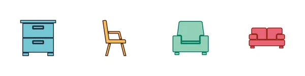 Mobilya Sehpası Kol Sandalyesi Koltuk Simgesi Vektör — Stok Vektör