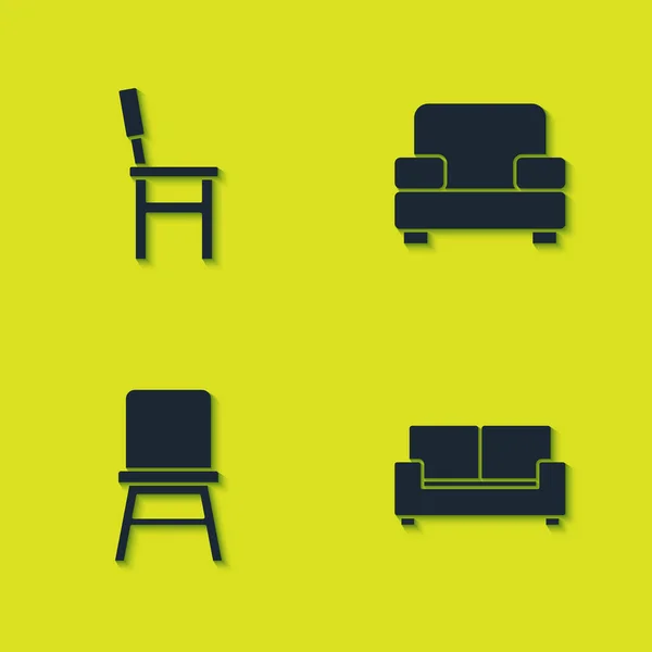 Conjunto Silla Sofá Sillón Icono Vector — Vector de stock