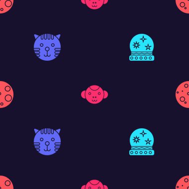 Sihirli topu, Kaplan zodyakını, Maymun ve Ay 'ı kusursuz bir şekilde ayarla. Vektör.