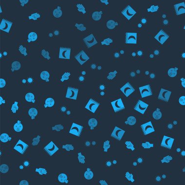 El falı, ay fazları takvimi, Gündönümü ve Horoz burcunu kusursuz desen üzerine ayarla. Vektör.