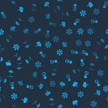 Storm, Earth Globe ve Sun 'ı, Snowflake' i ve Sun 'ı sahile mükemmel bir şekilde yerleştirin. Vektör.