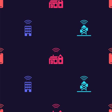 Kablosuz anten, kablosuz akıllı ev ve akıllı telefon bağlantısız desen. Vektör.