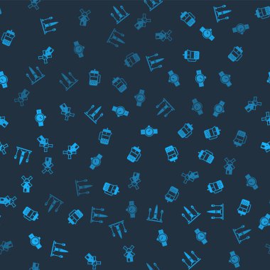 Place De La Concorde 'u ayarlayın, Fransız basını, kol saati ve yel değirmeni. Vektör.