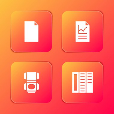 Boş belge, grafik grafikli belge, karton karton kutu ve broşür simgesini ayarla. Vektör.