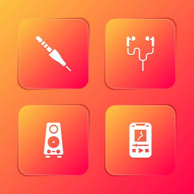 Ses yalıtımını, hava kulaklıklarını, ses hoparlörünü ve müzik çalar simgesini ayarla. Vektör.