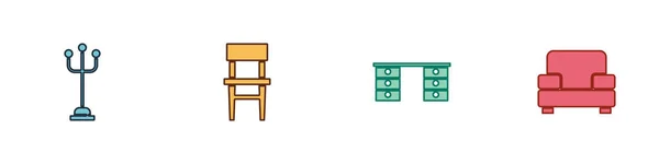 Kürsü Standı Sandalye Ofis Masası Koltuk Ikonu Vektör — Stok Vektör