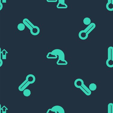 Gökkuşağı çizgisini bulutlarla, Meteoroloji termometresiyle ve pürüzsüz bir şablonla ayarla. Vektör.