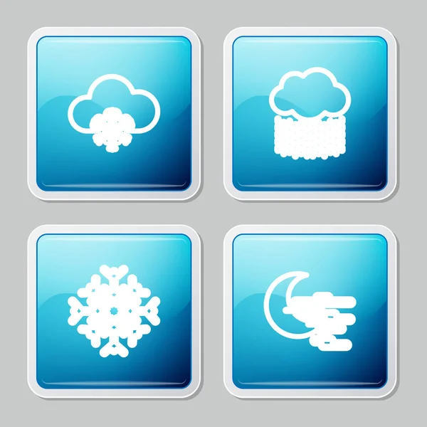 Set Line Cloud Snow Rain Snowflake Fog Moon Icon Vector — Stock Vector