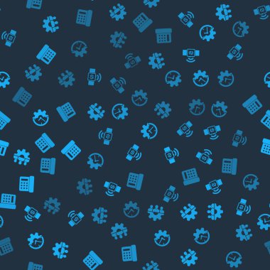 Proje ekibi tabanı, temassız ödeme, saat ve teçhizat ve telefon hatlarını kusursuz bir şablona ayarlayın. Vektör.