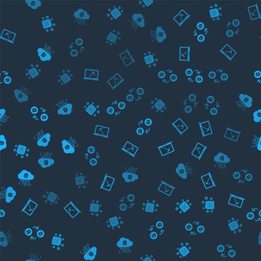 ASIC Madenciliği, kazma ve dizüstü bilgisayar, kripto para değişimi ve bulut madenciliğini kusursuz bir şablona ayarlayın. Vektör.