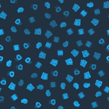 Beyin 'i dijital devre kartı, kripto para cüzdanı ve bitcoin' li dikişsiz desenli bir kalkan olarak ayarla. Vektör.