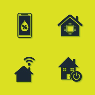 Akıllı ev için Wi-fi ve ikon ile nem oranını ayarlayın. Vektör.