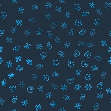 Kar Tanesi 'ni, Bulut' u yağmur ve yıldırımla su damlası yüzdesini ve Rüzgâr 'ı kusursuz bir şablona ayarla. Vektör.