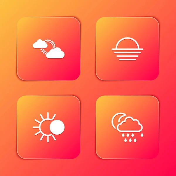 Закат Солнца Облака Погода Закат Солнечное Затмение Облако Иконой Луны — стоковый вектор