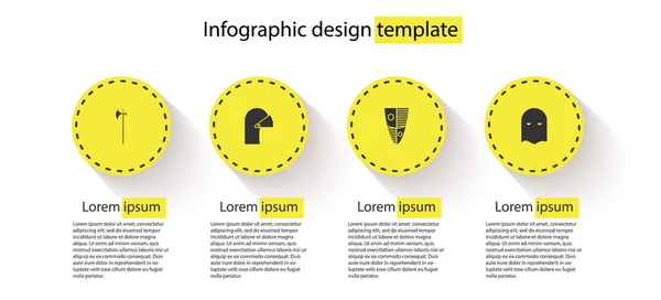 Set Mittelalterliche Hellebarde Eisenhelm Schild Und Scharfrichtermaske Geschäftsinfografische Vorlage Vektor — Stockvektor