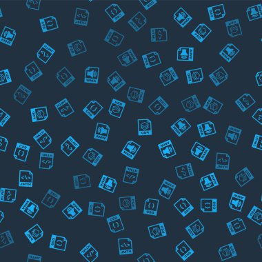 Set CSS file document, WMA, PSD and HTML on seamless pattern. Vector.