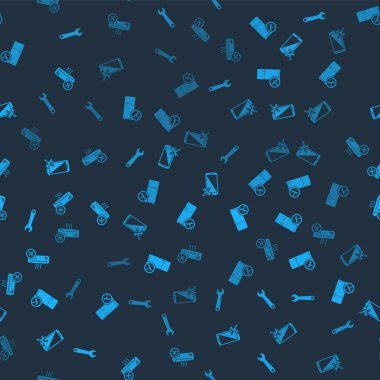 Set Wrench, Refrigerator service, Smartphone and Air conditioner on seamless pattern. Vector.