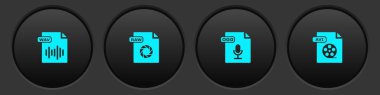 Set WAV file document, RAW, OGG and AVI icon. Vector.
