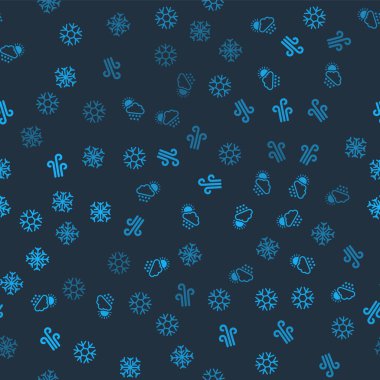 Set Snowflake, Cloud with snow and sun, Wind and  on seamless pattern. Vector.