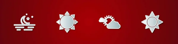 Set Moon Stars Sun Cloud Weather Icon Vector — Stockový vektor