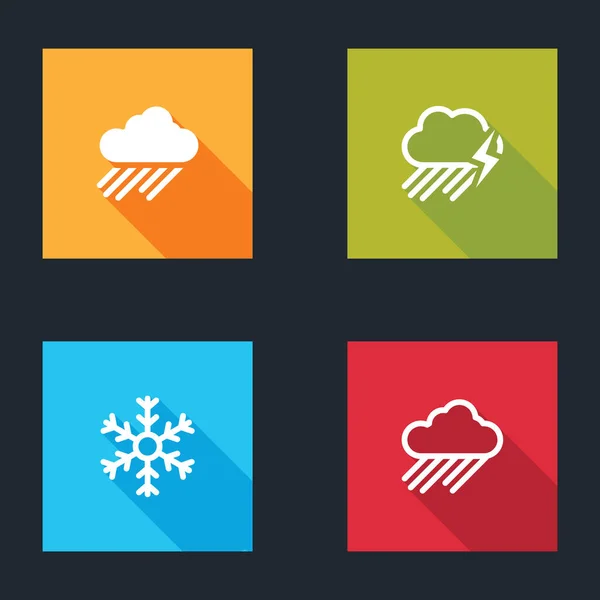 Set Cloud Rain Lightning Snowflake Icon Vector — Wektor stockowy