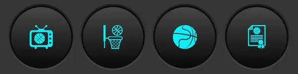 Set Basketball Match Basket Certificate Basketball Award Icon Vector — Stockový vektor