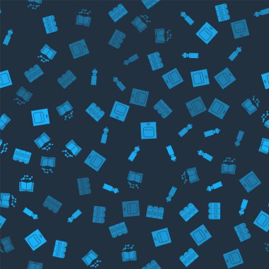 Set Trash in garbage cans sorted, Bottle of water, Battery pack and Open book on seamless pattern. Vector.