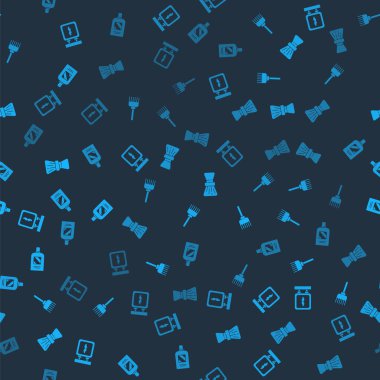 Set Barbershop, Hairbrush, Shaving and Bottle of shampoo on seamless pattern. Vector.