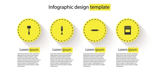 Set Küchenhammer Mixer Nudelholz Und Marmeladenglas Geschäftsinfografische Vorlage Vektor — Stockvektor