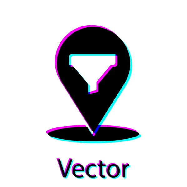 Schwarze Location Mit Verkaufstrichter Symbol Auf Weißem Hintergrund Infografische Vorlage — Stockvektor