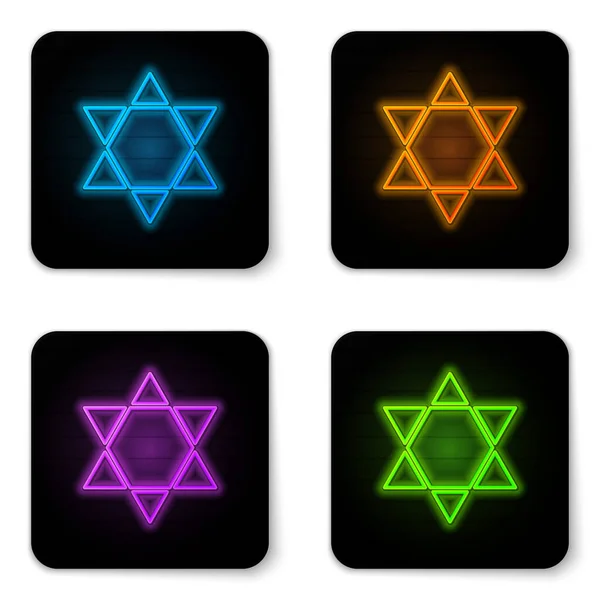 Glowing Neon Star David Icon Isolated White Background Jewish Religion — Stock Vector