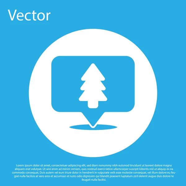 Localização Azul Floresta Ícone Mapa Isolado Fundo Azul Botão Círculo — Vetor de Stock