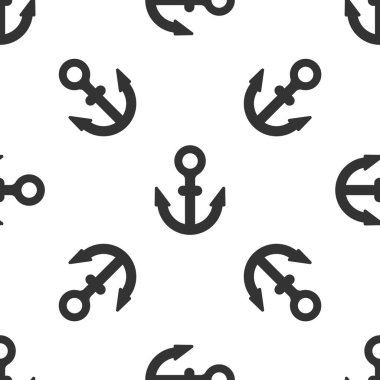 Gri Çapa simgesi, beyaz arka planda kusursuz deseni izole etti. Vektör.