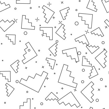 Siyah çizgi merdiven simgesi beyaz arkaplanda izole edilmiş kusursuz desen. Vektör.