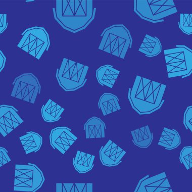 Mavi Çiftlik Evi ikonu mavi arka planda izole edilmiş pürüzsüz desen. Vektör.