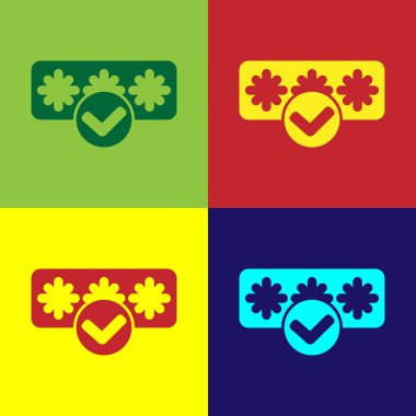Pop Art Parola Koruması ve güvenlik erişim simgesi renk arkaplanında izole edildi. Güvenlik, güvenlik, koruma, gizlilik kavramı. Vektör.