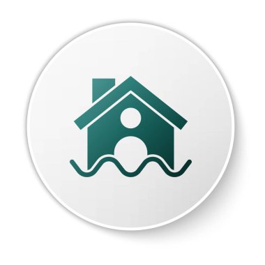 Sera sel ikonu beyaz arkaplanda izole edildi. Suyun altındaki evi sel basıyor. Sigorta konsepti. Güvenlik, güvenlik, koruma, konsepti koruma...