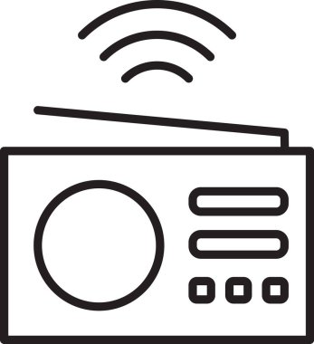 Siyah çizgi Akıllı radyo sistemi simgesi beyaz arkaplanda izole edildi. İnternet kavramının kablosuz bağlantısı. Vektör.
